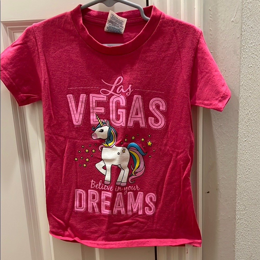 Delta Pro Weight Pink Unicorn Kids Short Sleeve Tee  T-Shirt XS Cotton